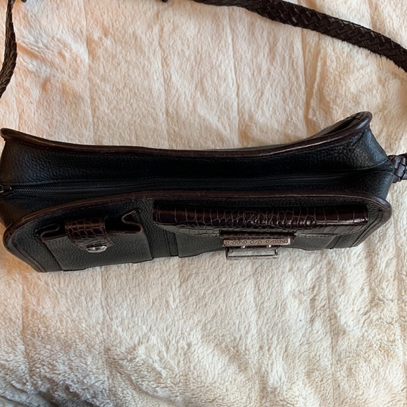 Brighton Black and Brown Leather Rectangle Bag - Picture 4 of 12